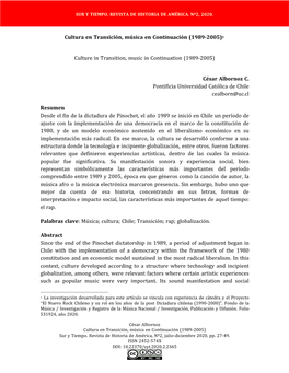 Cultura En Transición, Música En Continuación (1989-2005)1