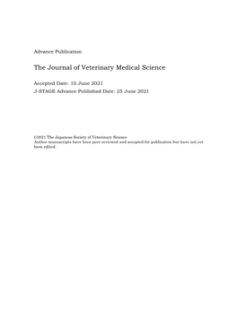 The Journal of Veterinary Medical Science