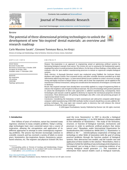 The Potential of Three-Dimensional Printing Technologies to Unlock the Development of New 'Bio-Inspired' Dental Materials: A