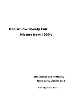 Red Willow County Fair History from 1900'S