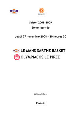 Le Mans Sarthe Basket Olympiacos Le Piree
