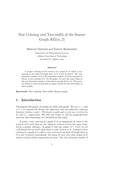 Star Coloring and Tree-Width of the Kneser Graph KG(N,2)