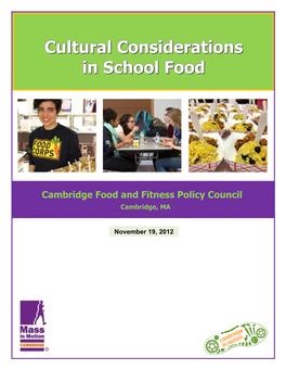 Cultural Considerations in School Food, 2012