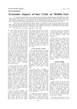 Economic Impact of Suez Crisis on Middle East