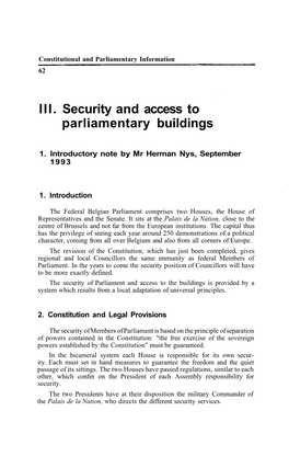 Security and Access to Parliamentary Buildings