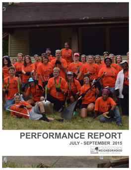 PERFORMANCE REPORT JULY - SEPTEMBER 2015 ACKNOWLEDGEMENTS Funding Support Core Funders