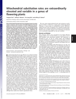 Mitochondrial Substitution Rates Are Extraordinarily Elevated and Variable in a Genus of Flowering Plants