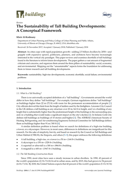 The Sustainability of Tall Building Developments: a Conceptual Framework
