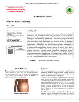 Pediatric Ascites Revisited