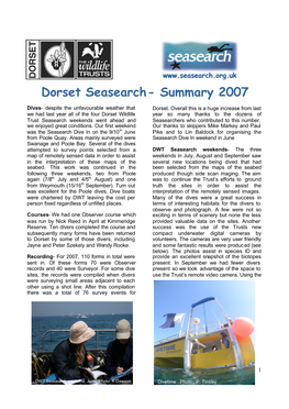 Dorset Seasearch- Summary 2007