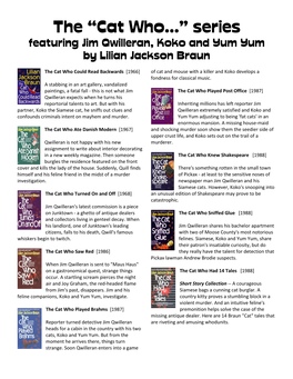 Cat Who…” Series Featuring Jim Qwilleran, Koko and Yum Yum by Lilian Jackson Braun