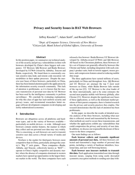 Privacy and Security Issues in BAT Web Browsers