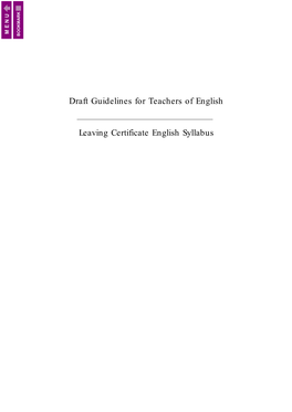 Draft Guidelines for Teachers of English