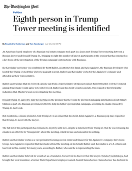 Eighth Person in Trump Tower Meeting Is Identified