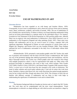 Use of Mathematics in Art