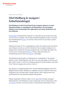 Olof Mellberg Är Sexigast I Fotbollslandslaget