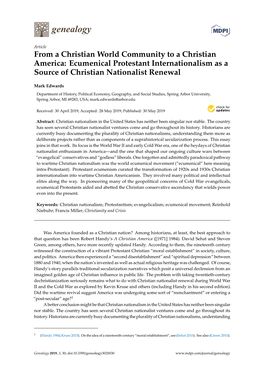 From a Christian World Community to a Christian America: Ecumenical Protestant Internationalism As a Source of Christian Nationalist Renewal