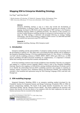 Mapping IEM to Enterprise Modelling Ontology