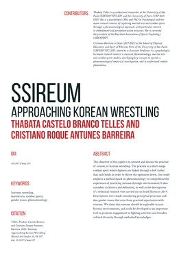 Approaching Korean Wrestling Thabata Castelo Branco Telles and Cristiano Roque Antunes Barreira