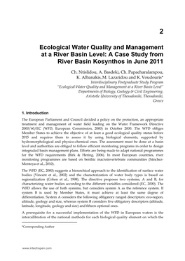 Ecological Water Quality and Management at a River Basin Level: a Case Study from River Basin Kosynthos in June 2011