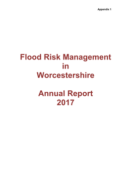 Flood Risk Management in Worcestershire Annual Report 2017