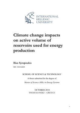 Climate Change Impacts on Active Volume of Reservoirs Used for Energy Production