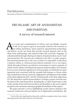 Pre-Islamic Art of Afghanistan and Pakistan . A