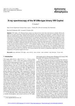 X-Ray Spectroscopy of the W Uma-Type Binary VW Cephei