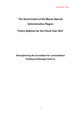 The Government of the Macao Special Administrative Region Policy