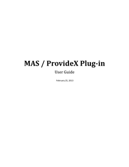 MAS / Providex Plug-In