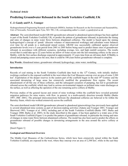 Predicting Groundwater Rebound in the South Yorkshire Coalfield Using