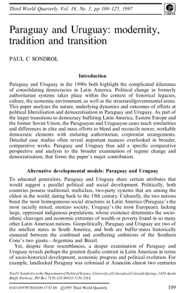 Paraguay and Uruguay: Modernity, Tradition and Transition