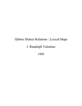 Ojibwe Dialect Lexical Relations