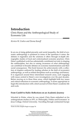 Introduction Chris Hann and the Anthropological Study of Economic Life