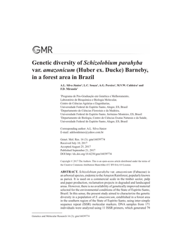 Genetic Diversity of Schizolobium Parahyba Var