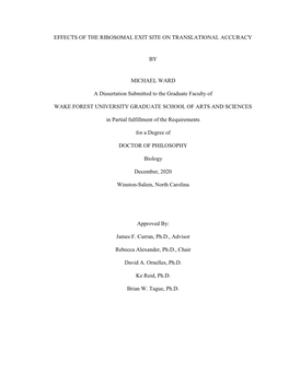 Effects of the Ribosomal Exit Site on Translational Accuracy