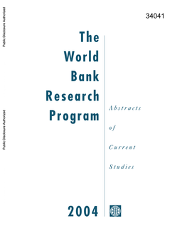 The World Bank Research Program 2004