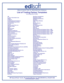 List of Trading Partner Templates