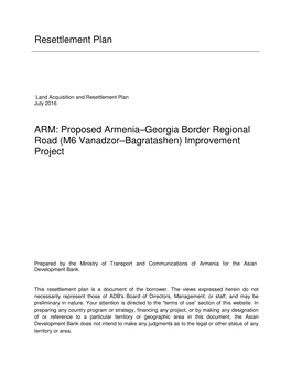 Land Acquisition and Resettlement Plan July 2016