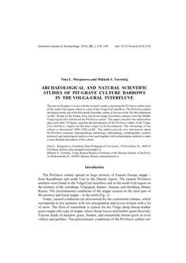 Archaeological and Natural Scientific Studies of Pit-Grave Culture Barrows in the Volga-Ural Interfluve