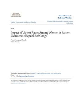 Impact of Violent Rapes Among Women in Eastern Democratic Republic of Congo Benoit Munganga Mirindi Walden University