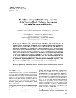 An Updated Survey and Biodiversity Assessment of the Terrestrial Snail (Mollusca: Gastropoda) Species in Marinduque, Philippines