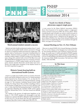 PNHP Newsletter Summer 2014