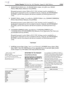 Federal Register/Vol. 85, No. 152/Thursday, August 6, 2020