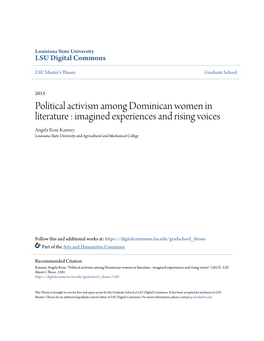 Political Activism Among Dominican Women in Literature