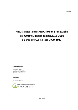 Aktualizacja Programu Ochrony Środowiska Dla Gminy Liniewo Na Lata 2016-2019 Z Perspektywą Na Lata 2020-2023