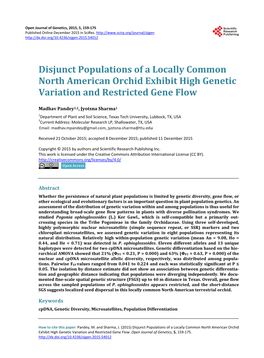 Disjunct Populations of a Locally Common North American Orchid Exhibit High Genetic Variation and Restricted Gene Flow