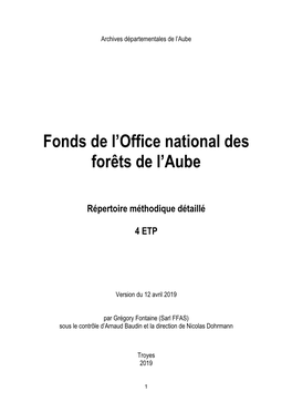 Fonds De L'office National Des Forêts De L'aube