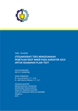 Steganografi Teks Menggunakan Pemetaan Digit Biner Pada Karakter Ascii Untuk Keamanan Plain Text