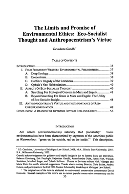 Limits and Promise of Environmental Ethics: Eco-Socialist Thought and Anthropocentrism's Virtue